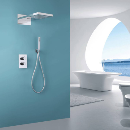 Душевая система ABBER Weiss Insel AF8052 скрытого монтажа без излива, термостат, хром Душевая система ABBER Weiss Insel AF8052 скрытого монтажа без излива, термостат, хром