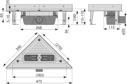 Угловой желоб без порогов для перфорированной решетки