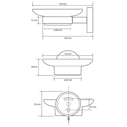 Мыльница Bemeta Omega 104108042 Хром, Матовое стекло Мыльница Bemeta Omega 104108042 Хром, Матовое стекло