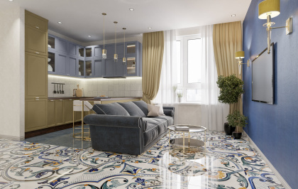 Обои виниловые Оранжерея база, синий