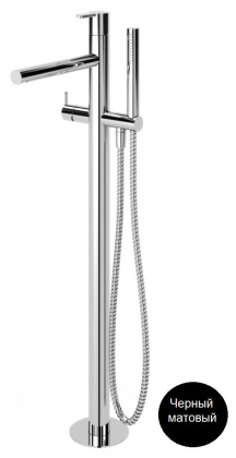 LEAF-VDP-NOP Напольный смеситель для ванны и душа однорычажный в комплекте с ручным душем, шлангом и держателем, исполнение черный матовый