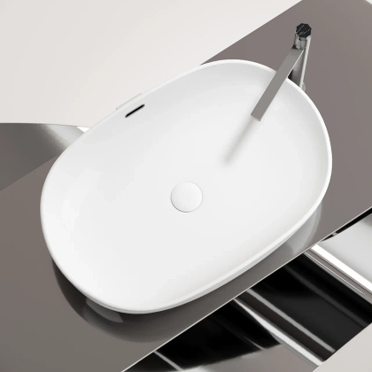 Умывальник чаша накладная овальная со сливом переливом Element 610*420*155мм