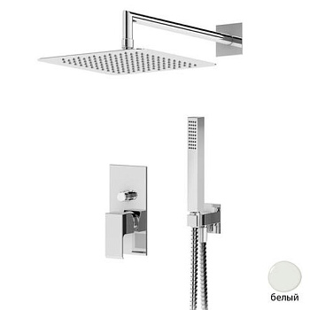 PORTA-DSIPQ-30-BIO Душевая система с переключателем для верхнего и ручного душа, верхний душ из стены, квадратный 30 см, материал металл, исполнение белый матовый PORTA-DSIPQ-30-BIO Душевая система с переключателем для верхнего и ручного душа, верхний душ из стены, квадратный 30 см, материал металл, исполнение белый матовый