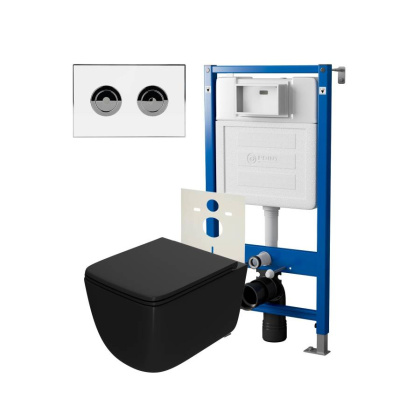 Сет: Система инсталляции пневматическая Point Элемент П для подвесного унитаза PN45121 + Клавиша смыва для пневматической инсталляции Point Венера, установка в стену, белый/хром, PN44071WC + Унитаз подвесной Point Меркурий безободковый сид.дюропласт микро