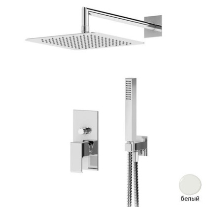 PORTA-DSIPQ-30-BIO Душевая система с переключателем для верхнего и ручного душа, верхний душ из стены, квадратный 30 см, материал металл, исполнение белый матовый PORTA-DSIPQ-30-BIO Душевая система с переключателем для верхнего и ручного душа, верхний душ из стены, квадратный 30 см, материал металл, исполнение белый матовый