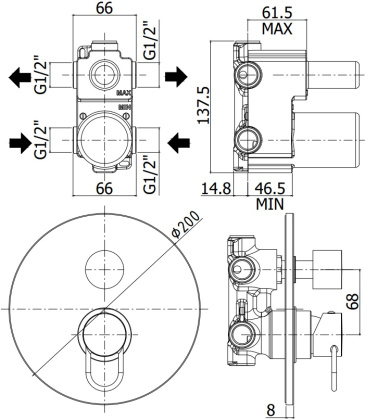 Смеситель для душа Paffoni Joker JK018NO (с внутренней частью) Смеситель для душа Paffoni Joker JK018NO (с внутренней частью)