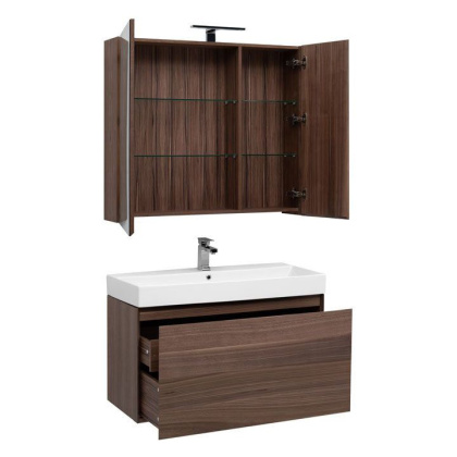 Мебель для ванной Aquanet Нью-Йорк 100 орех Мебель для ванной Aquanet Нью-Йорк 100 орех