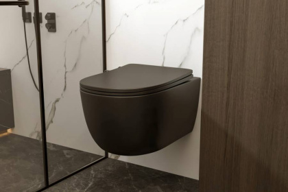 Унитаз ABBER Bequem AC1104MB подвесной черный матовый, безободковый Унитаз ABBER Bequem AC1104MB подвесной черный матовый, безободковый