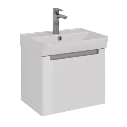 Тумба Lemark BUNO MINI 50см под 1 раковину, подвесная,1 ящик, цвет корпуса, фасада: Белый глянец