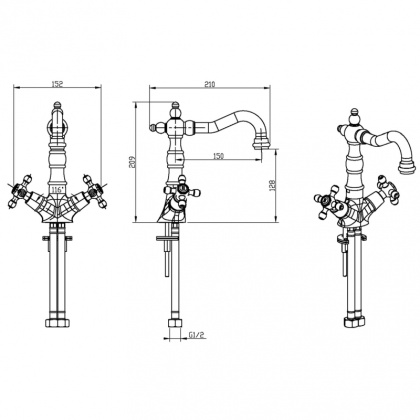 Смеситель для умывальника, высокий _Комплект Смеситель для умывальника, высокий _Комплект
