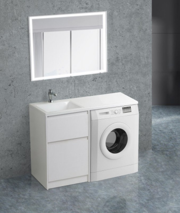 Тумба с раковиной напольная BelBagno KRAFT-LVD-58/120-L Bianco Opaco, раковина белая Тумба с раковиной напольная BelBagno KRAFT-LVD-58/120-L Bianco Opaco, раковина белая