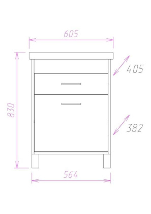 Тумба Onika Натали 60 напольная, ясень таормина (ум. Фостер 60)