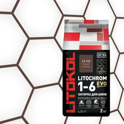 Затирка цементная LITOCHROM 1-6 EVO LE.245 горький шоколад 2кг Затирка цементная LITOCHROM 1-6 EVO LE.245 горький шоколад 2кг