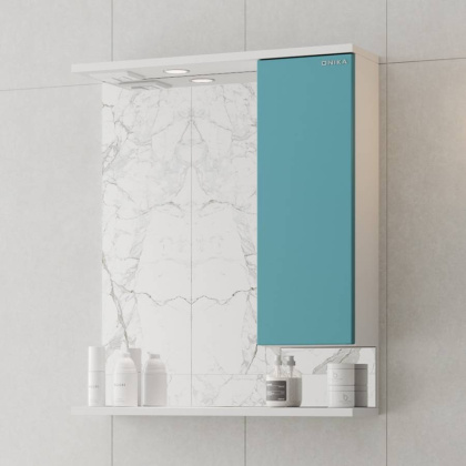 Шкаф-зеркало Onika Марви 60 бирюза, правый, с подсветкой Шкаф-зеркало Onika Марви 60 бирюза, правый, с подсветкой