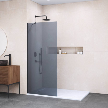 Душевая перегородка 60*195 RGW WA-102-B Чёрный/Тонированное(серое)/6 мм (590-605) (Easy)