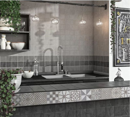 Плитка настенная 1270H Амальфи серый светлый, полотно 30х40 из 12 частей 9,9*9,9*7 (1кор/0,94м2), м2