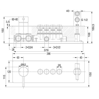 Смеситель скрытого монтажа со встроенным душем OMNIRES Y Y1239_1GCCR (хром)