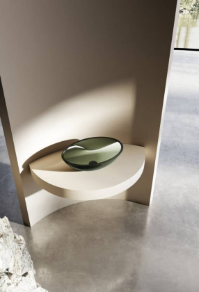 Раковина накладная прозрачная ABBER Kristall AT2802Vesuvian оливковая Раковина накладная прозрачная ABBER Kristall AT2802Vesuvian оливковая