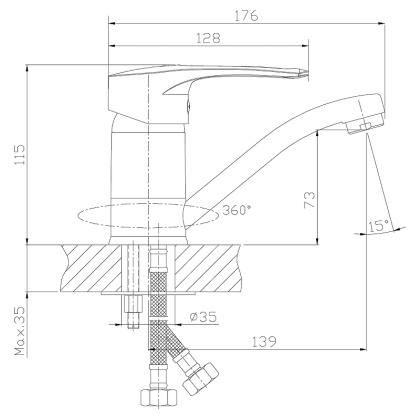 Смеситель Rossinka T40-22 для раковины