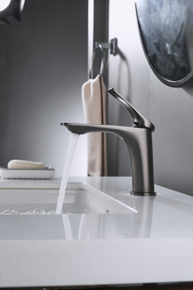 Смеситель для раковины латунь, оружейная сталь S9101T