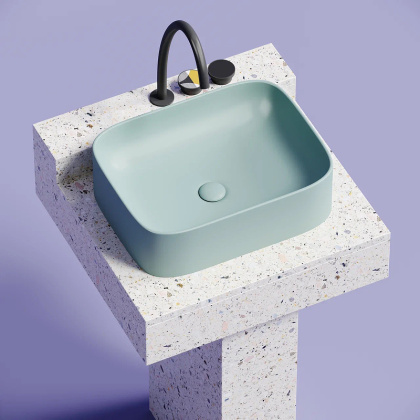 Умывальник чаша накладная прямоугольная (цвет Зеленый Матовый) Element 505*380*150мм