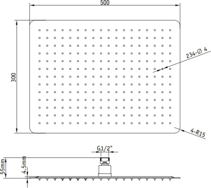 Верхний душ прямоугольный RGW SP-84 21148450-01