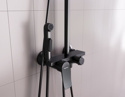 DX220920300_xxx Apollo, душевая система со смесителем-полкой: верхний душ 230*230мм, ручной душ DX220920300_xxx Apollo, душевая система со смесителем-полкой: верхний душ 230*230мм, ручной душ