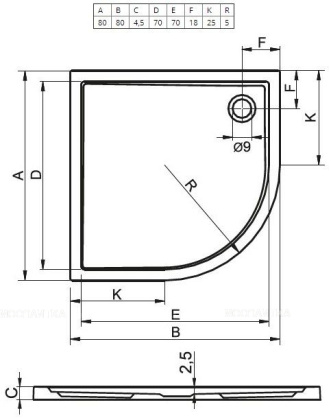 Акриловый душевой поддон Riho Zurich 278 80x80 белый R55 DA8600500000000