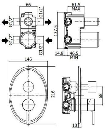 Смеситель для ванны Paffoni Berry BR018CR (с внутренней частью) хром