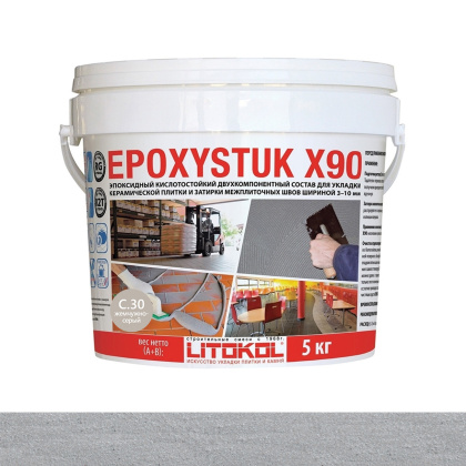 Затирка эпоксидная EPOXYSTUK X90 С.30 Grigio Perla 5кг Затирка эпоксидная EPOXYSTUK X90 С.30 Grigio Perla 5кг