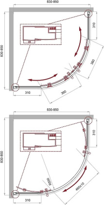 Душевой уголок BelBagno UNO-195-R-2-85-P-Cr