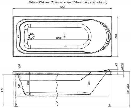 Акриловая ванна Aquanet West NEW 170x70 (с каркасом) Акриловая ванна Aquanet West NEW 170x70 (с каркасом)