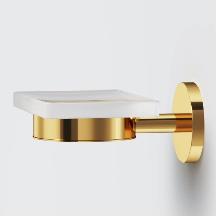 Стеклянная мыльница с настенным держателем, золото A85A34299 Стеклянная мыльница с настенным держателем, золото A85A34299