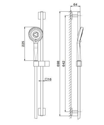 Душевая стойка FUTURA c лейкой и шлангом, черный матовый Душевая стойка FUTURA c лейкой и шлангом, черный матовый