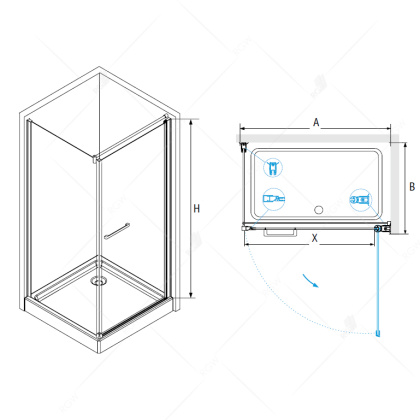 Душевой уголок RGW PA-48, 04084898-11, 90 х 80 x 185 см, дверь распашная, стекло прозрачное, хром, с полотенцедержателем