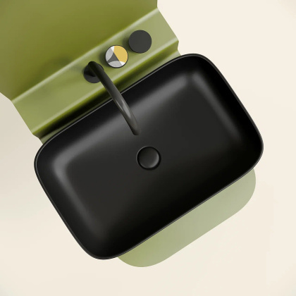 Умывальник чаша накладная прямоугольная (цвет Черный Матовый) Element 605*380*122мм