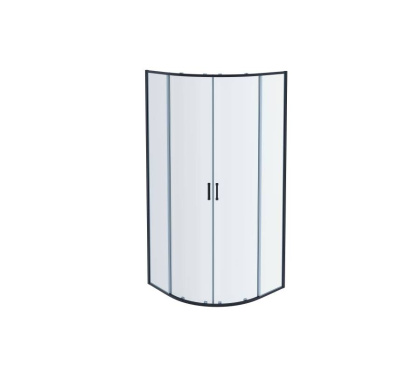 AQ ARI RO10020BL Душевой уголок 1/4 круга, двери раздвижные 1000x1000x2000, профиль черный, стекло прозрачное