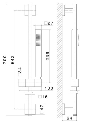 Душевая стойка FUTURA без выхода для подачи воды, матовый черный