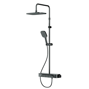 F078F222 Func, душ. система: Смеситель-полка д/душа с ТМС: душ.штанга, верхн. душ квадр., ручн.душ, черн F078F222 Func, душ. система: Смеситель-полка д/душа с ТМС: душ.штанга, верхн. душ квадр., ручн.душ, черн