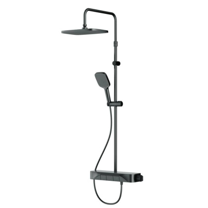 F078F222 Func, душ. система: Смеситель-полка д/душа с ТМС: душ.штанга, верхн. душ квадр., ручн.душ, черн F078F222 Func, душ. система: Смеситель-полка д/душа с ТМС: душ.штанга, верхн. душ квадр., ручн.душ, черн