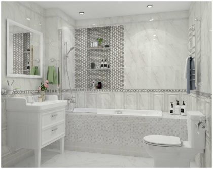 Плитка настенная 6343 Гран Пале белый (25см*40см*8мм) (11шт/1,1м2) , м2 Плитка настенная 6343 Гран Пале белый (25см*40см*8мм) (11шт/1,1м2) , м2