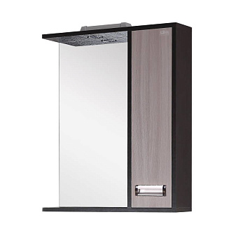 Шкаф-зеркало Onika Гамма 58 ясень шимо/венге, правый, с подсветкой Шкаф-зеркало Onika Гамма 58 ясень шимо/венге, правый, с подсветкой