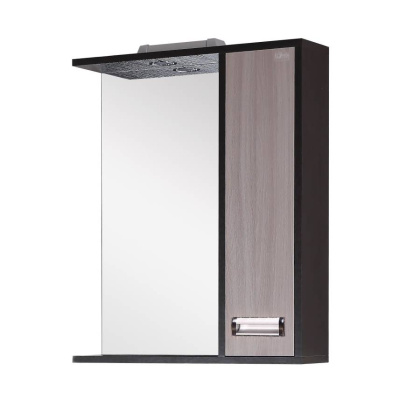 Шкаф-зеркало Onika Гамма 58 ясень шимо/венге, правый, с подсветкой Шкаф-зеркало Onika Гамма 58 ясень шимо/венге, правый, с подсветкой