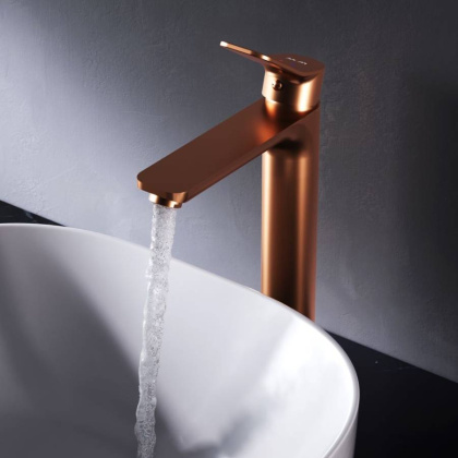 F85A92044 X-Joy, смеситель д/умывальника высокий, роз. золото