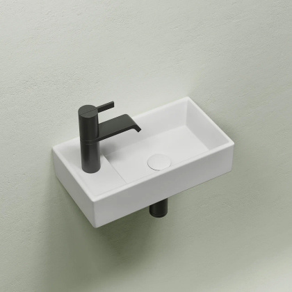 Умывальник подвесной прямоугольный (чаша справа, отверстие под смеситель слева) цвет белый матовый Element 407*217*100