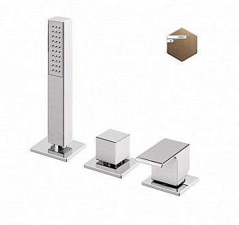 PORTA-BVDM3-SS Смеситель на борт ванны с выдвижным душем и переключателем, исполнение sunset