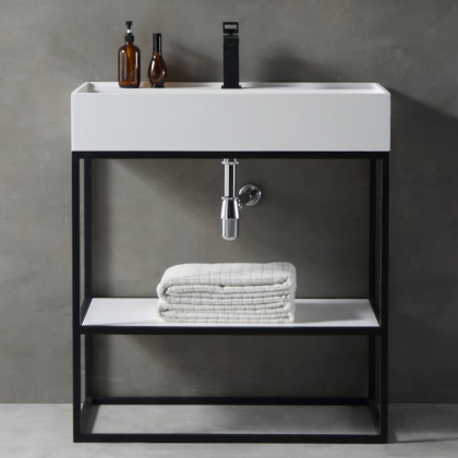 Консоль с раковиной ABBER Stein AS2630 напольная, белая матовая Консоль с раковиной ABBER Stein AS2630 напольная, белая матовая