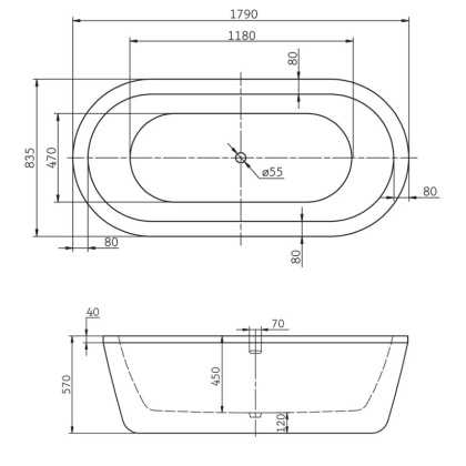 Акриловая ванна BELBAGNO BB12-1775 Акриловая ванна BELBAGNO BB12-1775