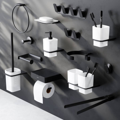 A50A34222 Inspire V2.0, Стеклянная мыльница с настенным держателем, черный, шт A50A34222 Inspire V2.0, Стеклянная мыльница с настенным держателем, черный, шт