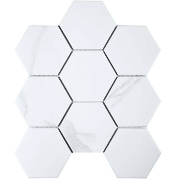 Керамическая мозаика, Hexagon big Carrara Matt 95x110, Geometry